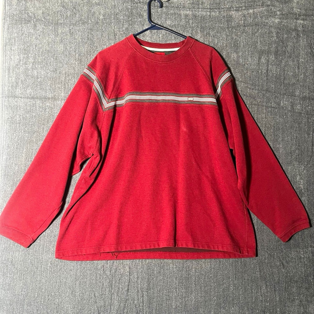 VTG Extreme Gear Mens XXL Red Striped Crewneck Long Sleeve Pullover Sweatshirt